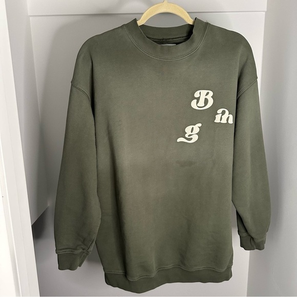 ANINE BING Cody Vintage Logo Sweatshirt Green SZ S - Picture 4 of 8